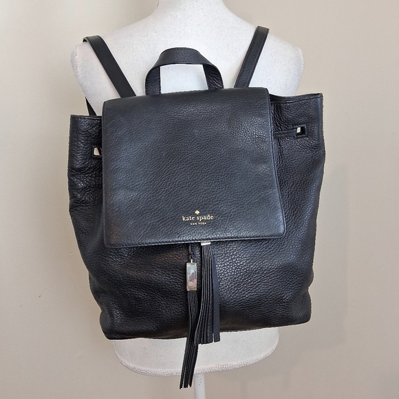 Kate Spade Grey Street Wilder Black Leather Backpack - Picture 3 of 12